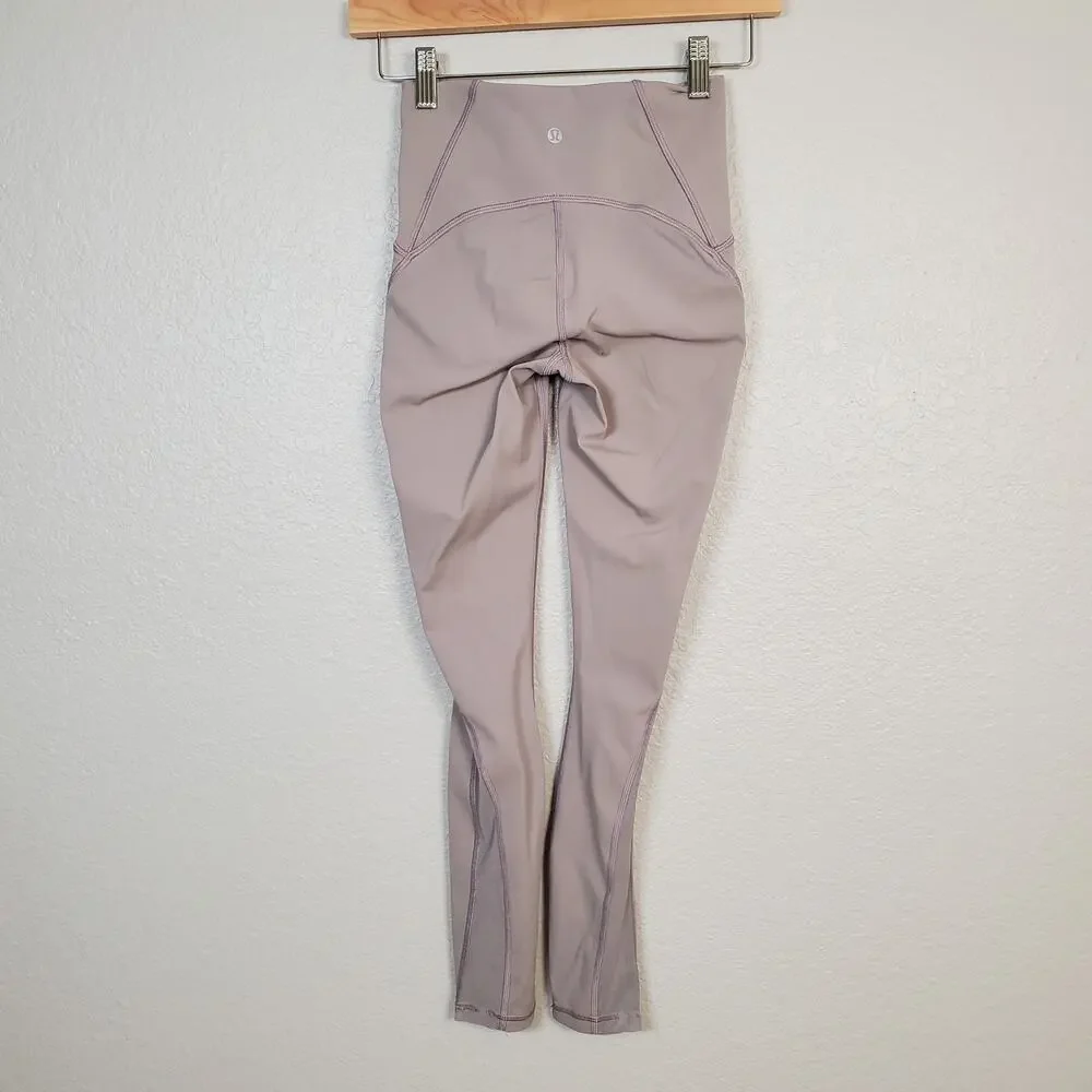 Lululemon Leggings Womens 2 Train Times 7/8 Dark Chrome Yoga Run Workout 25" - Picture 2 of 8